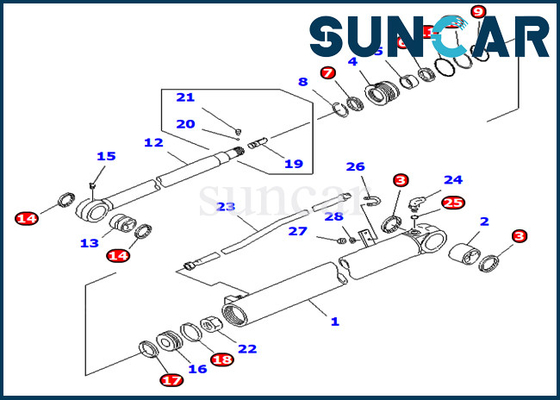 kaufen PC75UD-2E PC75UD-2 KOMATSU 707-98-35140 7079835140 Bagger Service Kit Arm Hydraulic Cylinder online manufacture