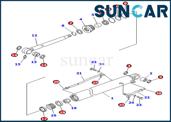 kaufen KOMATSU 707-98-26720 7079826720 Bagger Eimer-Dichtungs-Reparatur-Kit Hydraulic Cylinder Fors PC78MR-6 PC78US-8 online manufacture
