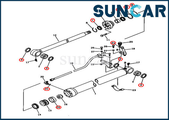 kaufen Eimer-Reparatur-Dichtungs-Ausrüstung 20X-63-02030 20X6302030 PC80-3 PC80LC-3 modelliert KOMATSU-Zylinder-Dichtungs-Ausrüstung online manufacture