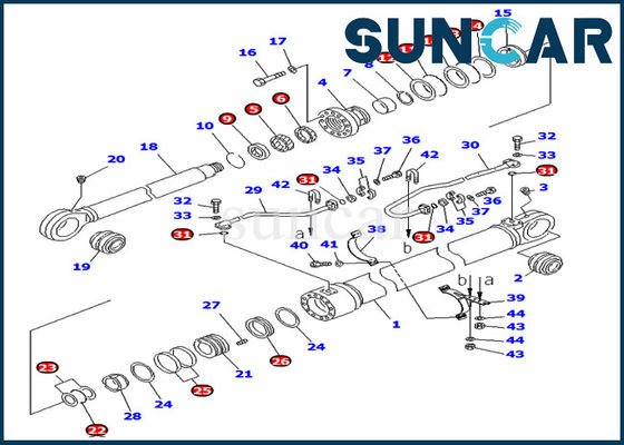 kaufen Boom-Reparatur-Sets PC800-8 PC850-8 707-99-76230 7079976230 KOMATSU-Zylinder-Dichtungs-Ausrüstung online manufacture