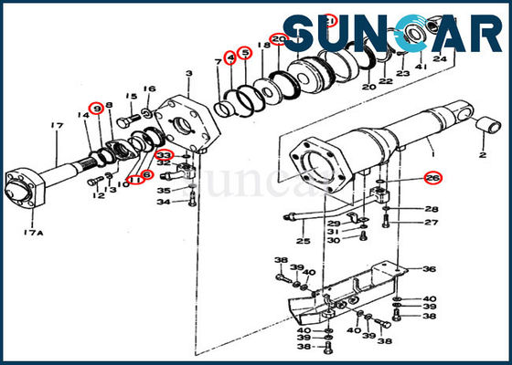 kaufen Blattneigungs-hydraulischer Rollsiegel-Kit Fors D355-3 KOMATSU 195-63-05041 Raupen-Bulldozer online manufacture