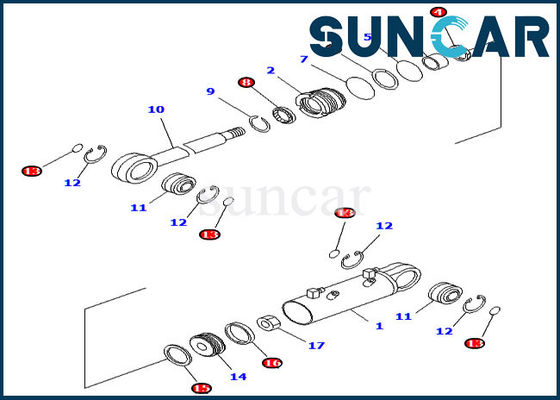 kaufen 707-98-34590 Planierraupen-Dichtungs-Ausrüstungs-Blattneigungs-Zylinder-Reparatur Kit For Komatsu Inner Parts online manufacture