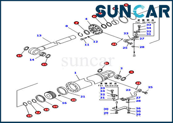 kaufen 707-99-75600 7079975600 Bulldozer-Dichtungs-Ausrüstungs-Trennmaschinen-Aufzug-Zylinder Kit Fits Komatsu D475A-5A online manufacture