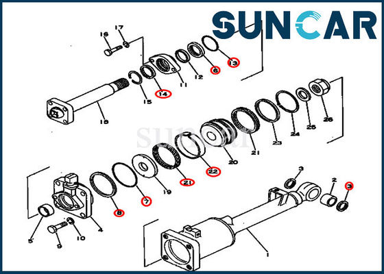 kaufen Reparatur ISO9001 Kit For D53A-16 D53P-16 KOMATSU der Neigungs-Zylinder-Dichtungs-Ausrüstungs-130-63-05050 online manufacture