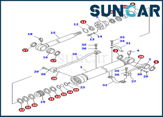 kaufen Eimer-Zylinder-Service-Kit Inner Repair Oil Seal-Ausrüstung KOMATSU PC100-6 Teil-707-98-27620 lange einfettende online manufacture