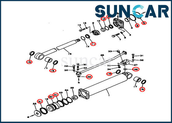 kaufen Planierraupe zerteilt 131-63-05040 Reparatur-Sets der Aufzug-hydraulische Rollsiegel-Ausrüstungs-D53S-16 KOMATSU online manufacture