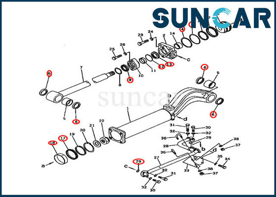kaufen Dump-Rollsiegel-Reparatur-Kit Fors D57S-1 KOMATSU der Hydrauliköl-Dichtungs-Ausrüstungs-135-63-05030 Bulldozer online manufacture