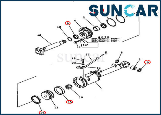 kaufen Der Planierraupen-707-98-60100 Reparatur-Teile Blattneigungs-Rollsiegel-der Ausrüstungs-D60A-11 KOMATSU online manufacture