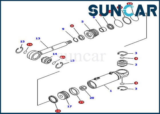 kaufen Dichtungs-KOMATSU-Reparatur-Teile der Bulldozer-Neigungs-Rollsiegel-Ausrüstungs-707-98-43620 hydraulische online manufacture