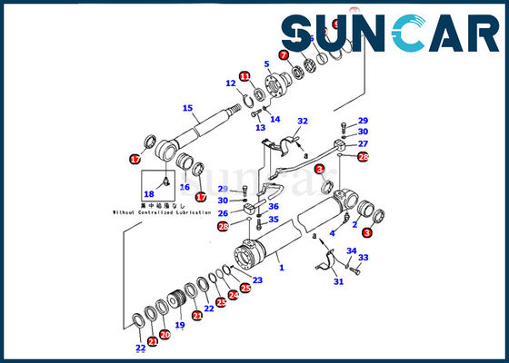 kaufen Boom-Rollsiegel-Kit Fits Excavator Machinerys PC130-7 KOMATSU 707-99-37300 Teil-Service-Ausrüstung innere online manufacture