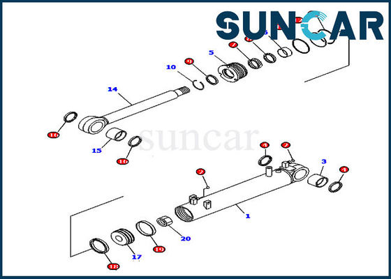 kaufen D85EX-15 D85EX-15E0 modelliert 707-99-43250 KOMATSU, das Neigungs-Rollsiegel-Reparatur-Set trimmt online manufacture