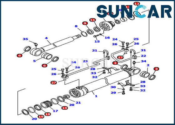 kaufen 707-99-46230 modelliert hydraulische 2. Boom-Rollsiegel-Ausrüstung PC120-6 KOMATSU-Ersatz-Service-Ausrüstung online manufacture