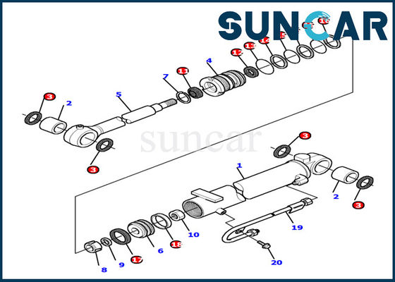 kaufen 878000503 Boom-Rollsiegel-Kit Komatsu Inner Part Excavator-Service Kit Fits Excavator PC12R-8 online manufacture