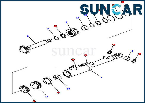 kaufen D65EX-16 KOMATSU 707-99-43320 Neigungs-und Neigungs-Zylinder-Service-Kit Dozer Blade Tilt Seal-Ausrüstung online manufacture