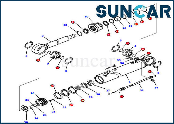 kaufen Des Winkel-D65WX-16 Bulldozer-KOMATSU-Zylinder-Reparatur-Set Zylinder-Dichtungs-der Ausrüstungs-707-99-36680 online manufacture
