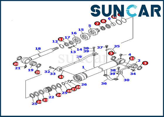 kaufen 707-99-27590 Excavator Bucket Cylinder Seal Kit Fits Komatsu Inner Parts Models PC130F-7 online manufacture