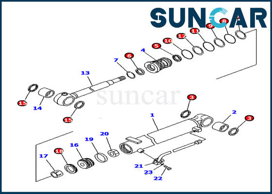 kaufen 707-98-12380 Modell Service Kit Boom-Rollsiegel-Kit Hydraulic Cylinder Inner Partss KOMATSU PC15MR-1 online manufacture