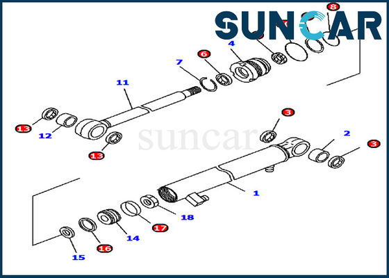 kaufen 707-98-13970 Maschinerie-Service-Ausrüstung Arm-Rollsiegel-Kit Fits Komatsu Excavators PC15MR-1 online manufacture