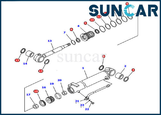 kaufen 707-98-12330 Modell-Inner Parts Service-Ausrüstung Boom-Rollsiegel-Kit Komatsu Excavators PC15R-8 online manufacture