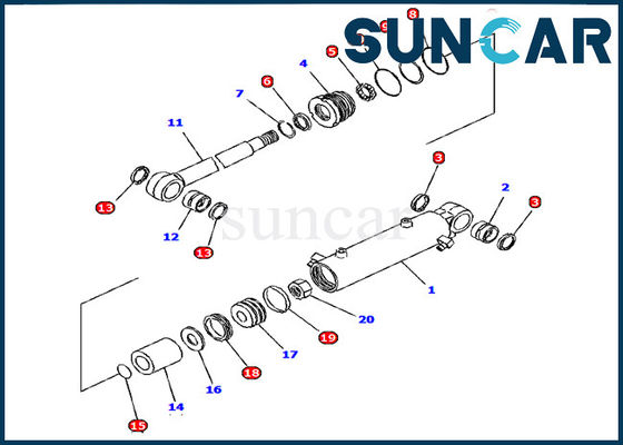 kaufen Hydraulisches Rollsiegel Kit Komatsu Excavator PC15R-8 der Blatt-Zylinder-Service-Ausrüstungs-707-98-12660 online manufacture