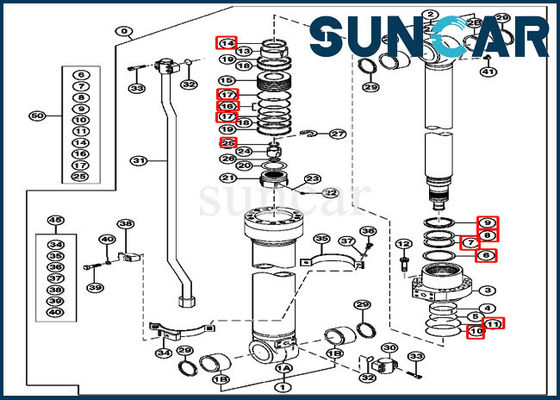 kaufen Hydraulische Rollsiegel-Kit For Excavators 2154D 225CLC JOHN DEERE des Arm-AH225135 Teile online manufacture