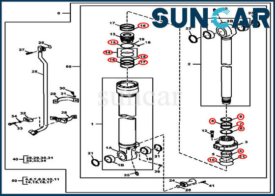 kaufen John Deeres AH225137 Bagger Hydraulic Service Kit der Eimer-Reparatur-Dichtungs-Ausrüstungs-2154D 225DLC online manufacture