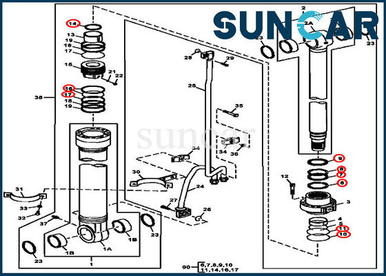 kaufen FYA00006590 Bagger Left Boom Sealing Kit Fits 240DLC 250GLC John Deere Cylinder Components online manufacture