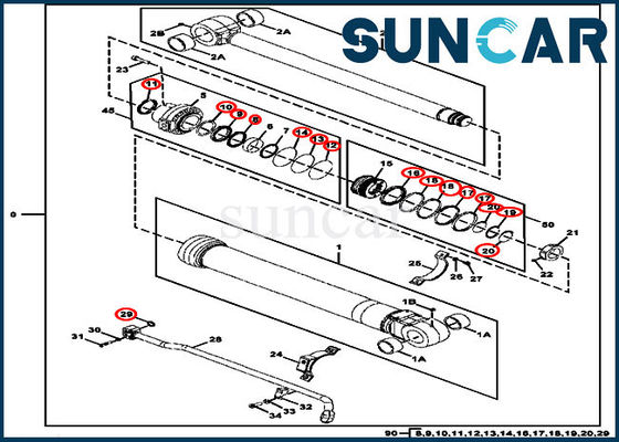 kaufen Zylinder-Dichtungs-Ausrüstung 300GLC des Eimer-FYA00006595 DEERE-Zylinder-Komponenten EPC-Teile online manufacture