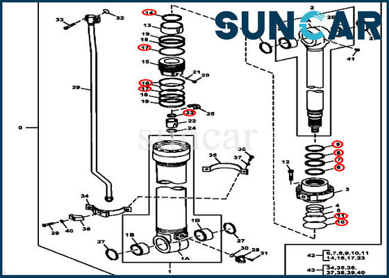 kaufen Reparatur-Robbe Kit Fits Models 190DW 180GLC JOHN DEERE Bagger-Arm Cylinders 4667663 online manufacture