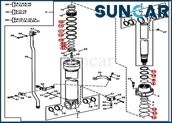 kaufen Der Dichtungs-Ausrüstungs-FYA00012906 Zylinder-Komponenten DEERE hydraulische Arm-Dichtungs-der Ausrüstungs-180GLC 190GW online manufacture