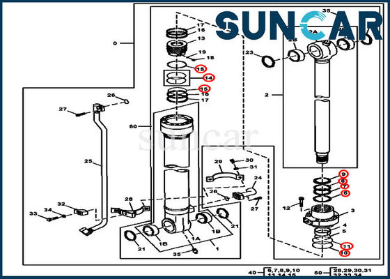 kaufen 4663493 Ausrüstung der Eimer-Zylinder-Service-Ausrüstungs-190DW 160DLC John Deere Excavator Seal Repair online manufacture