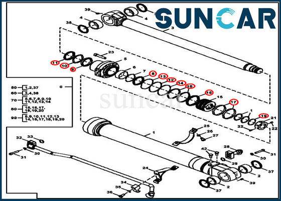 kaufen Eimer der Zylinder-Reparatur-Dichtungs-Ausrüstungs-FYA00012901, der Bagger John Deere Kit Fors 135G 130G versiegelt online manufacture