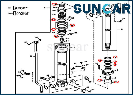 kaufen Robbe Kit Excavator Repair Kit For 120D 135D 130G John Deere Cylinder 9288686G des Arm-4S00847 online manufacture