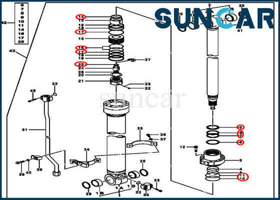 kaufen Arm-hydraulisches Rollsiegel Kit Excavator Sealing Kits 120D 120C JOHN DEERE 4448396 online manufacture