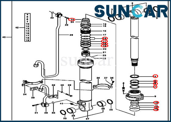 kaufen Boom-Zylinder der Ausrüstungs-hydraulischer Dichtungs-AH173457, der Kit For 200CLC 200LC John Deere versiegelt online manufacture