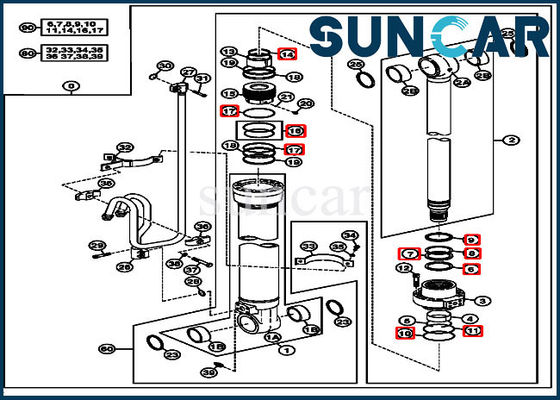 kaufen Hydraulische Reparatur der Boom-Zylinder-Ausrüstungs-4662889, die Kit Fits John Deere 220DW versiegelt online manufacture
