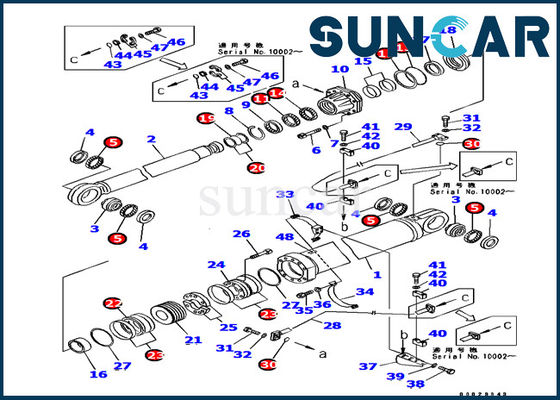 kaufen Versiegelnde Boom-Zylinder-Reparatur-Dichtung Kit For Komatsu Excavator PC1800-6 der Ausrüstungs-707-99-87720 online manufacture