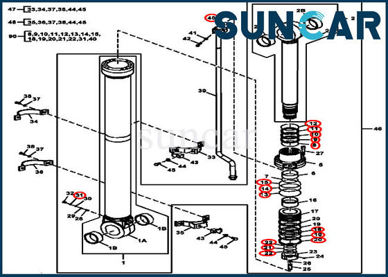 kaufen Arm-Reparatur-Dichtungs-Kit Fits For John Deeres 270DLC Bagger-Hydraulic Sealss FYA00010733 Modelle online manufacture