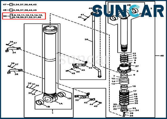 kaufen Dichtungs-Ausrüstung FYA00008675 John Deere Arm Cylinder Seal Ausrüstungs-ISO9001 290GLC 270DLC online manufacture