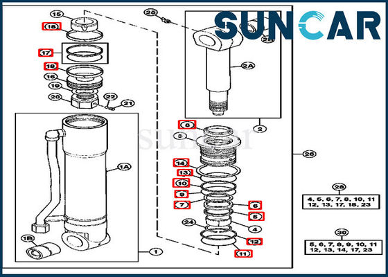 kaufen 4369769 Reparatur-Dichtungs-Kit Fors 290D John Deere Arm Sealing Kits hydraulische Baumaschinen-Teile online manufacture