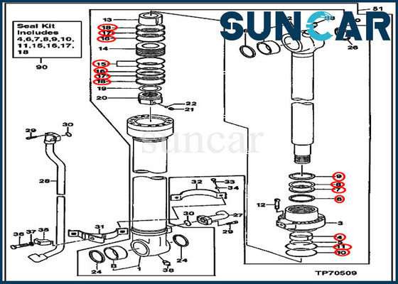 kaufen Hydraulischer Zylinder-Kit Deere Seal Kits Fitss 160LC 350GLC 350DLC des Eimer-AH155040 Bagger online manufacture