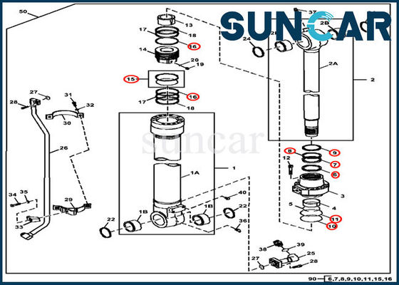 kaufen Rollsiegel-Reparatur-Set ISO9001 3754D 350DLC John Deere Service Kit des Eimer-FYA00001398 online manufacture