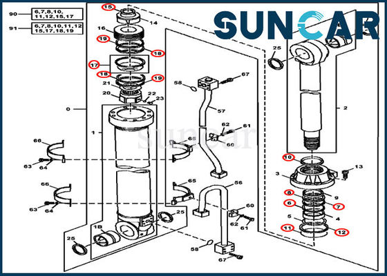 kaufen Arm-Zylinder-Reparatur Kit For John Deere 450LC 200LC 450CLC der Hydrauliköl-Dichtungs-Ausrüstungs-4S00956 online manufacture