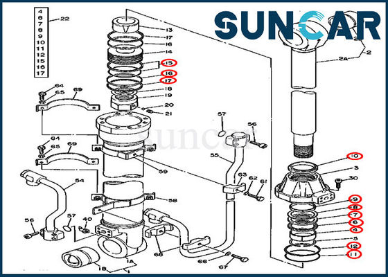 kaufen Eimer-Rollsiegel Kit Excavator Service Kit Fits 595D 590D JOHN DEERE des Boom-AT194335 online manufacture