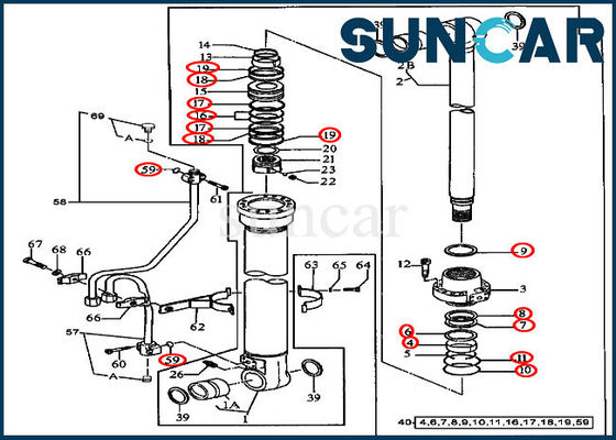 kaufen Boom-Zylinder-Öldichtung Kit For 490E John Deere Equipment der Ersatz-Dichtungs-Ausrüstungs-AT196470 online manufacture