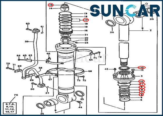 kaufen Boom-Rollsiegel-Kit Repair Sealing Kit Fitss 600C 550LC JOHN DEERE 4660103 Bagger online manufacture