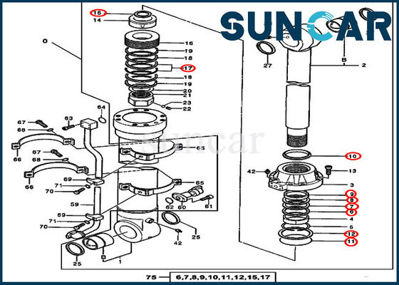 kaufen Eimer der Hydrozylinder-Öldichtungs-Ausrüstungs-4438690, der Kit Fits For 550LC John Deere Models versiegelt online manufacture