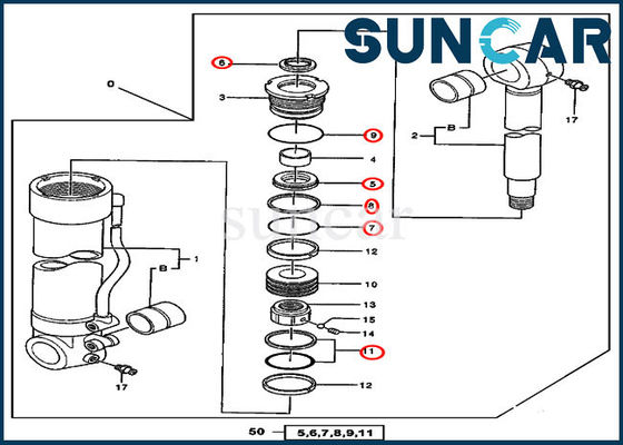 kaufen Bagger-Hydraulic Removal Device-Rollsiegel-Ausrüstung 600C 550LC John Deere 4384450 online manufacture