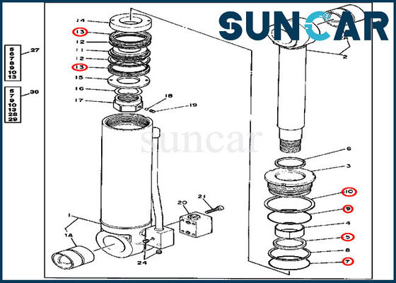 kaufen 4240075 Stabilisator-Zylinder-Ersatz-Service Kit Fits Excavator 595D John Deere online manufacture