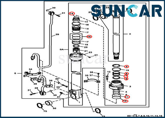 kaufen Boom-Dichtungs-Ausrüstungs-Sitz-Zylinder 115,00 Millimeter Rod 3754D Deere 4686432 hydraulischer 170 Millimeter-Bohrung online manufacture